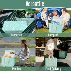 2 Pack Cooler Bag, Insulated Grocery Bags for Food Delivery, Collapsible Co