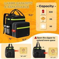 Insulated Food Delivery Backpack for Hot Cold Food with Expandable Design