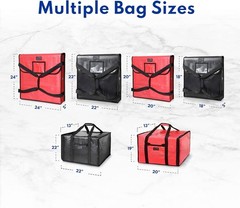 Heavy-Duty Insulated Pizza Bag, 20x20x5 Inch, Black