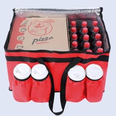 Insulated Food Delivery Bag with 4 Cup Holder for Pizza Beverages