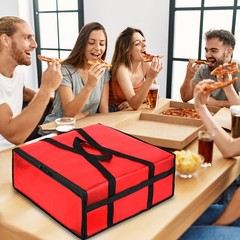 musbus Pizza Carrier Insulated Bags Large for Deliveries, 20W x 20D x 6H, Red
