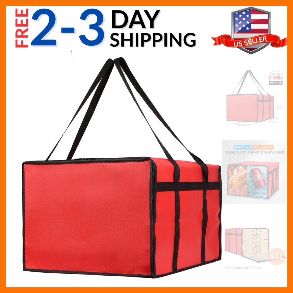 Insulated Pizza Delivery Bag, 20″ x 20″ x 14″ Pizza Warmer Bags for Carry Hot…