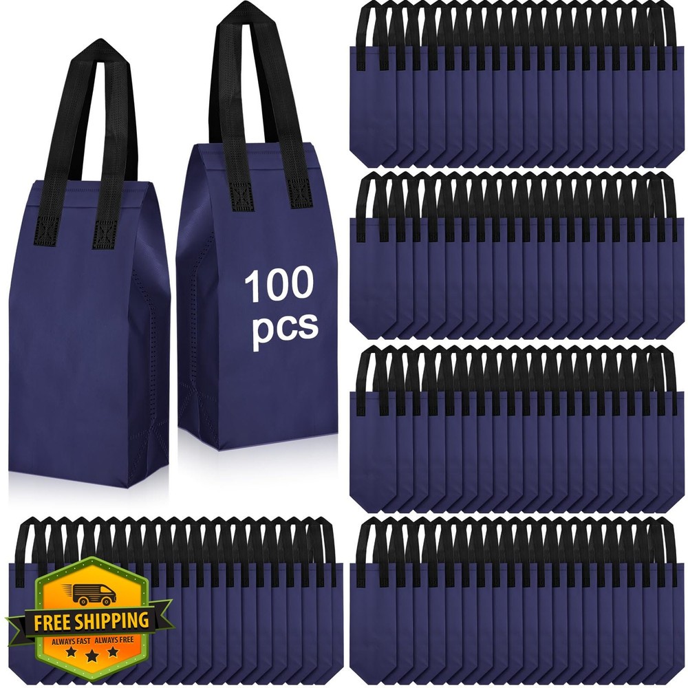 Windyun Navy Blue Insulated Take Away Bags 100 Pcs