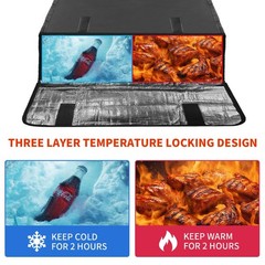 20x20x6 Inch Pizza Warmer Delivery Bag Insulated Thermal Label Window
