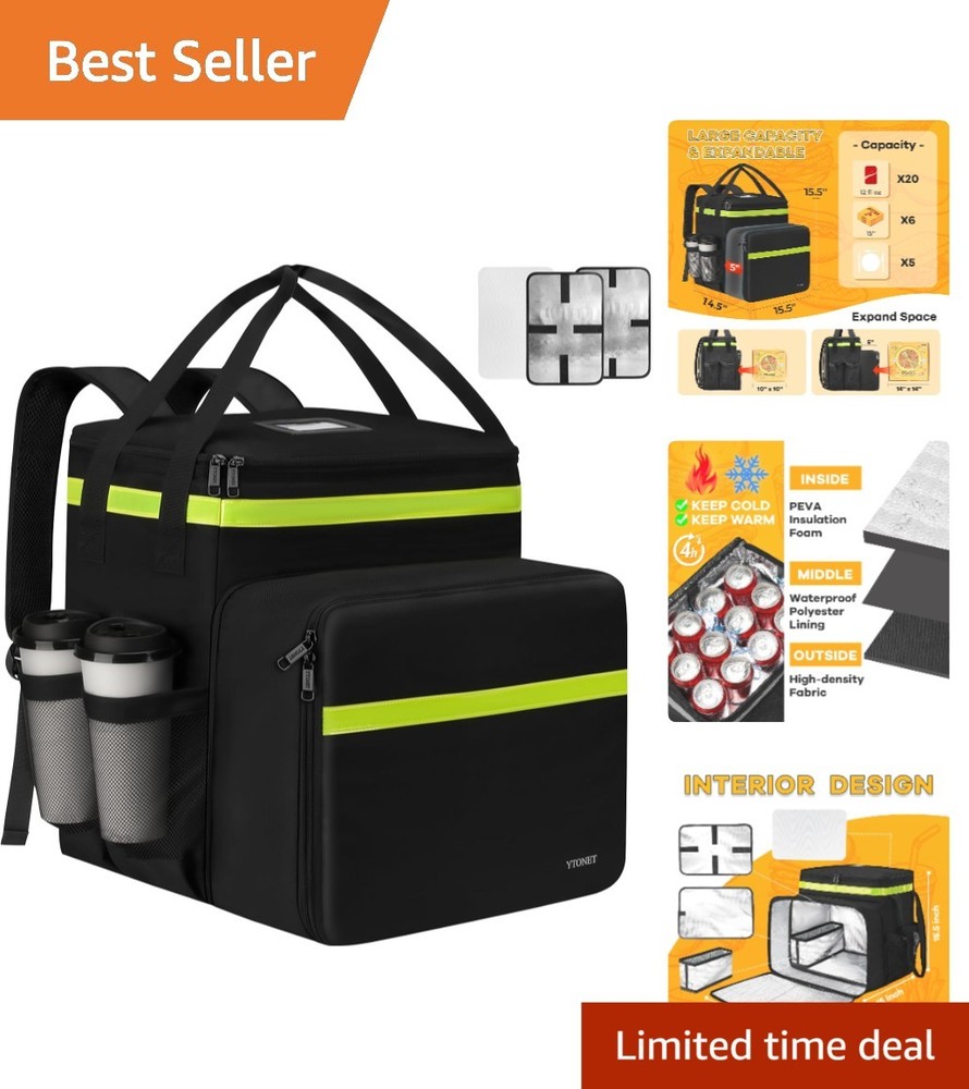 Professional Food Delivery Bag with Support Plate and Reflective Strips