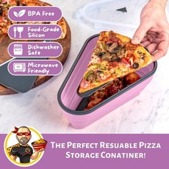 Perfect Reusable Pizza Storage Container with 5 Microwavable Serving Trays NEW