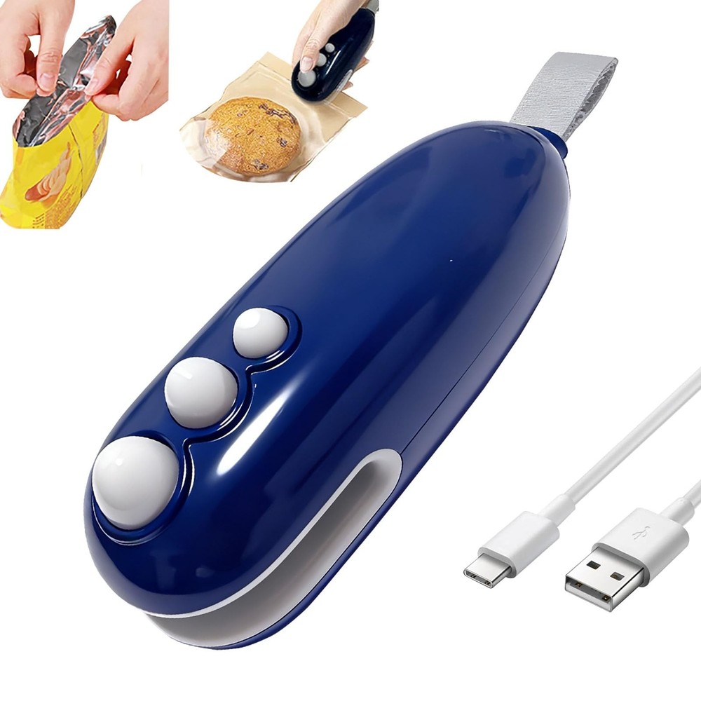 2in1Mini Bag Sealer, Mini Sealer with Cutter and small size, blue