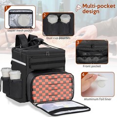 Food Delivery Backpack, Insulated Delivery Bags with 4 Cup Holder Extra Large…
