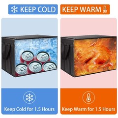 1-Pack Insulated Food Delivery Bag with Hard Bottom, XXX-Large Commercial Foo…