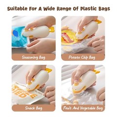 2-in-1 Mini Bag Sealer, Sealer and Cutter Heat Small Size, White & Yellow