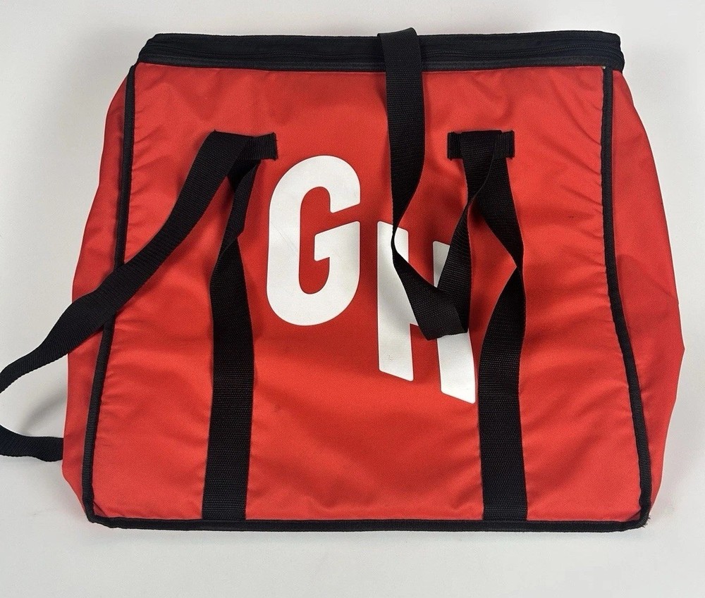 GH Red Insulated Cooler Tote Bag Soft Sided Zip Top 20x20x10 Large Used