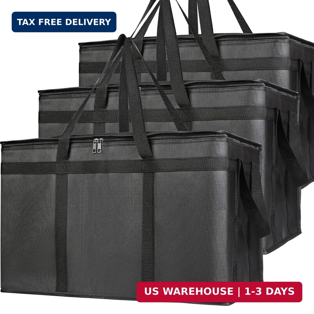 Bodaon 3-Pack Insulated Food Delivery Bag, XXXL Pizza Cooler Bags, Rideshare Del