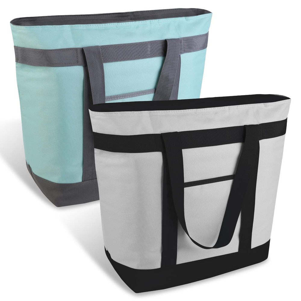 mosago 2PK Reusable Grocery Tote Bags, Insulated Cooler Shopping Bag for Wome…
