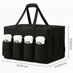 Insulated Food Delivery Bag with Cup Holders, XXL Food Carrier Bag for Drivers