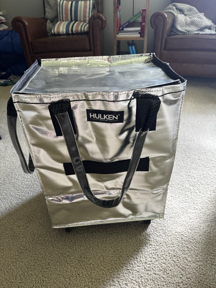 HULKEN Medium Food Pan Bag Silver Insulated Food Delivery Tote Bag