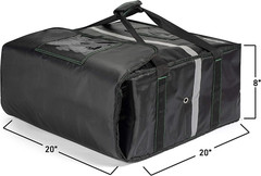Insulated Pizza & Food Delivery Bag, Fits 4 Large Pizzas or Trays, 20″ X 20″ X 8