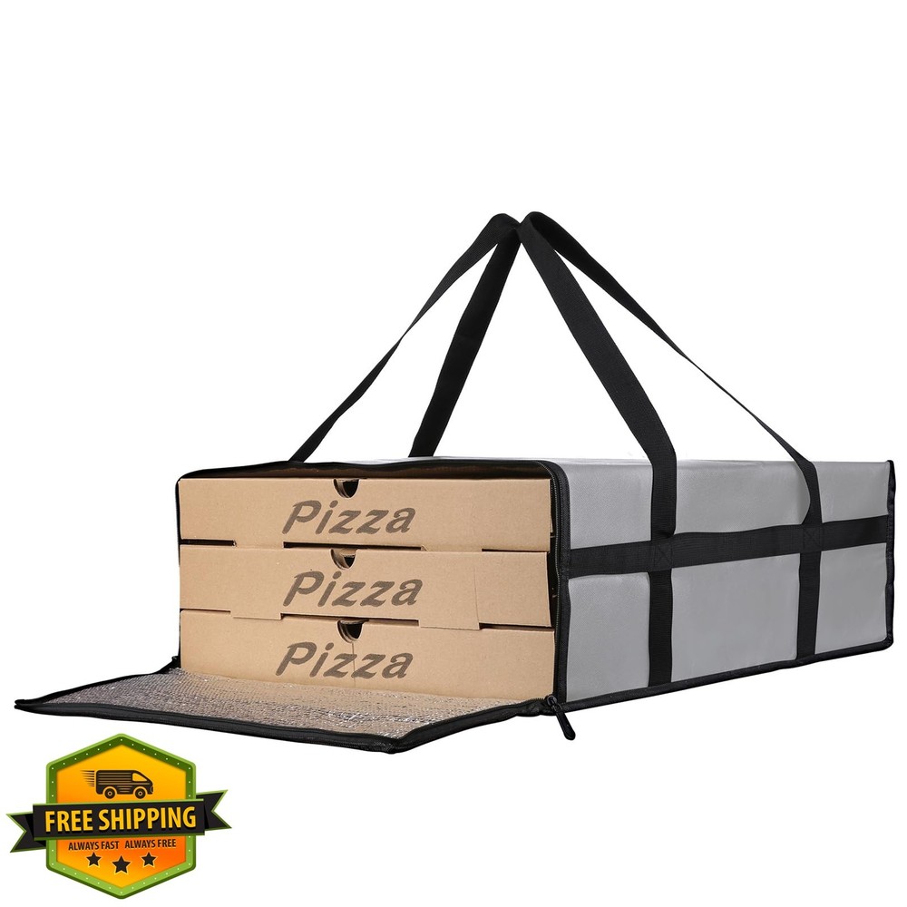 Bodaon Insulated Pizza Bag Delivery 20x20x6 Grey 1-Pack