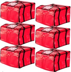6 PACK 20″ x 20″ x 12″ Red Vinyl Insulated 16″ & 18″ Pizza Food Delivery Bag