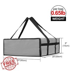Bodaon Insulated Pizza Bag Delivery 20x20x6 Grey 1-Pack