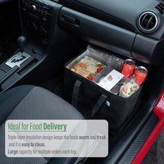 2 Pack Cooler Bags — Insulated For Food Delivery Collapsible & Reusable Black