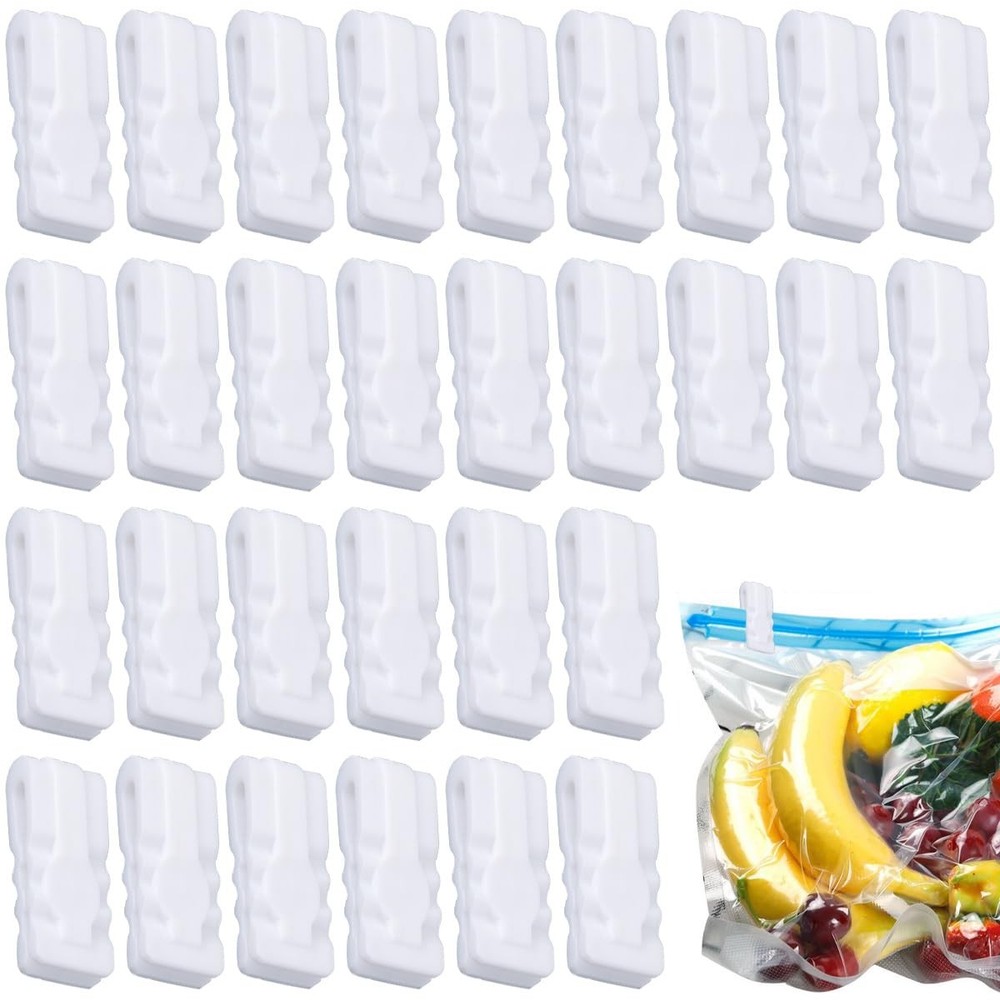 30 PCS Vacuum Storage Bags Sealing Clip 1.25 inches x 0.47 inches, White