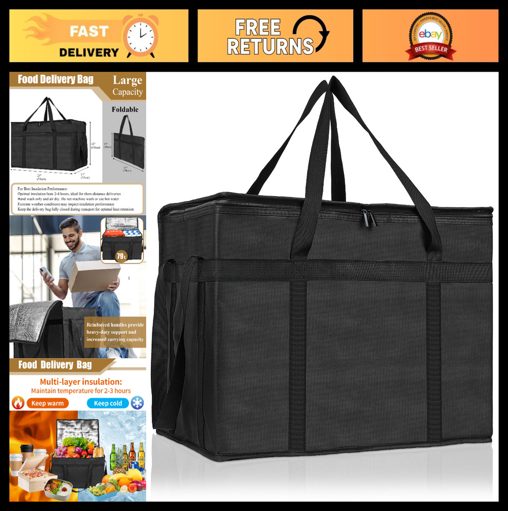 XXXL Insulated Pizza Delivery Bag — Large Thermal Carrier for Hot/Cold Food, Cat