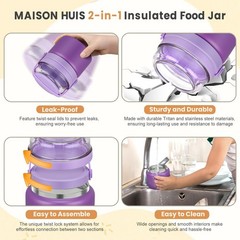 2-in-1 Insulated Thermo & Tritan Snack Box — Hot Food Container 13.5oz
