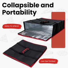 TOGETRUE Pizza Delivery Bag — Insulated 20W x 20D x 6H, Black-red Edge