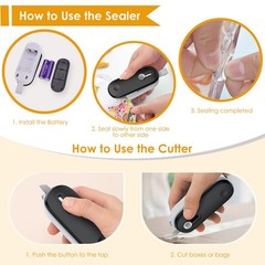 FEPPO Mini Bag Sealer, 2 in 1 Heat Sealer with Cutter, Small, Black/White