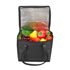 2Pcs 20.1″x10″x13″ Insulated Reusable Grocery Bags Food Delivery Tote Bag, Black