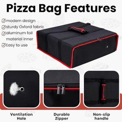 TOGETRUE Pizza Delivery Bag — Insulated Pizza Warmer For Hot Food Delivery, Size