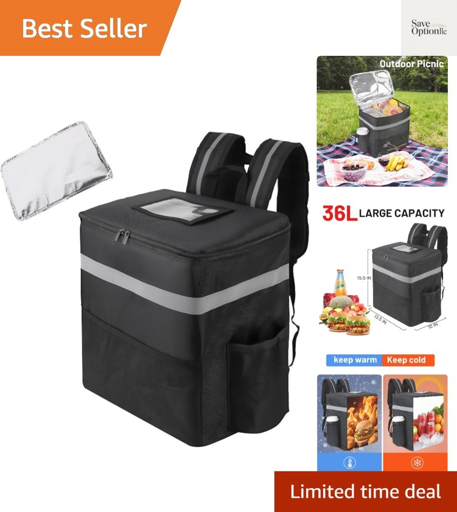 Insulated Food Delivery Backpack with 2 Cup Holder, Cooler Bags for Hot/Cold …