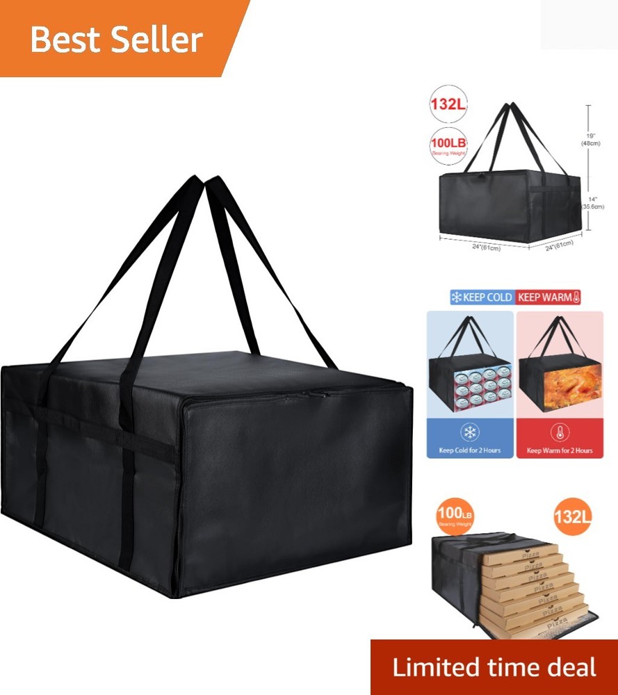 Insulated Pizza Delivery Bag for Carry Hot, 24″ x 24″ x 14″ Insulated Food De…