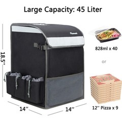 Food Delivery Backpack, Insulated Food Delivery Bag with 6 Cup Holder, Reusab…