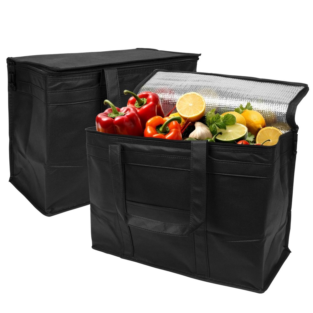 Black Insulated Food Delivery Bag, 16 x 13 x 9 Inches. Pack of 2 Insulated Gr…