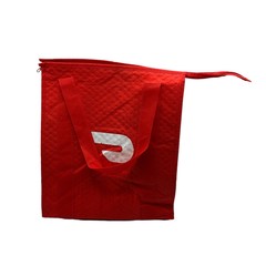 DoorDash Insulated Red Food Delivery Tote Bag Zip Top 15x13x9.5 Takeout Hot/Cold