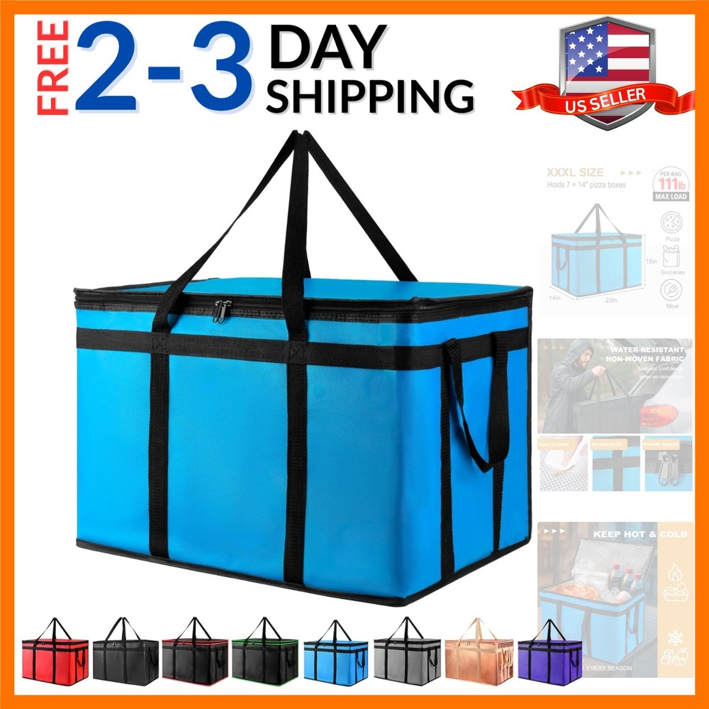 XXXL Insulated Food Delivery Bag — Reusable Thermal Cooler Grocery Bags for C…