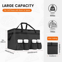 Insulated Food Delivery & Grocery Cooler Bag – XXL Capacity, Hot/Cold Retenti…