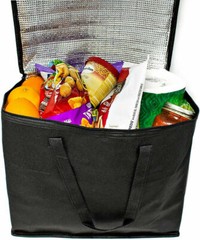 2 X-LARGE INSULATED FOOD DELIVERY BAG ZIPPER THERMAL REUSABLE GROCERY PIZZA WARM