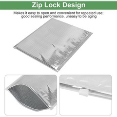 Insulated Food Storage Bag with Zipper Design, Hot Cold Cool 2530cm, Silver