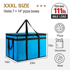 XXXL Insulated Food Delivery Bag — Reusable Thermal Cooler Grocery Bags for C…