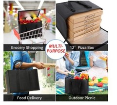 2Pcs XL Insulated Food Delivery Bag Thermal Reusable Grocery Zipper Carrier Tote