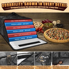 MyLifeUNIT Pizza Bag for Delivery, Large — 20″ L x W x 14″ H, Black