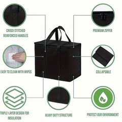 Commercial Insulated Meal Delivery Bag Large-Capacity PET Pizza Bag USA Seller