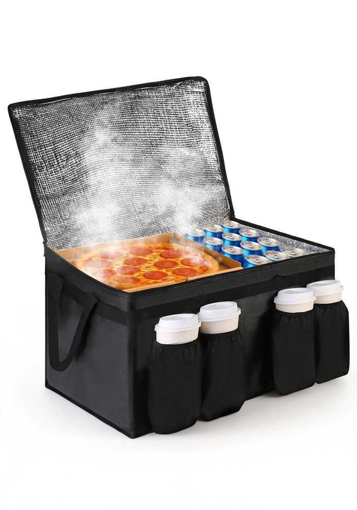 Bodaon Insulated Grocery Bags with 4 Cup Holders XX-Large(60L), Black