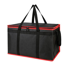XXXL Insulated Cooler Bag Leak Proof Grocery Food Delivery Bag Black Red