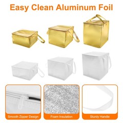 Insulated Reusable Grocery Bags with Zipper and Handle(White, 13.8″x13.8″x11.8″)