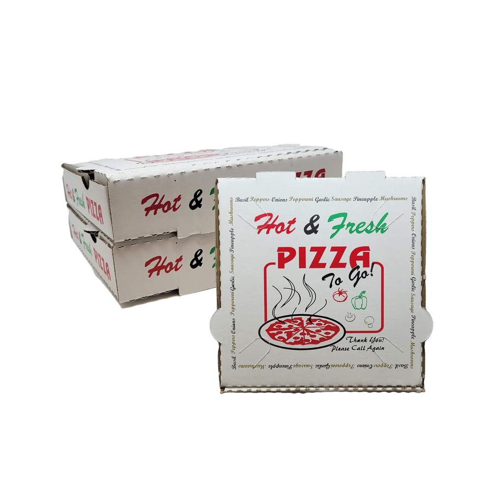 50 Pack Pizza Box 4 Color Print Hot & Fresh Pizza — Base Color White (18″ x 1…