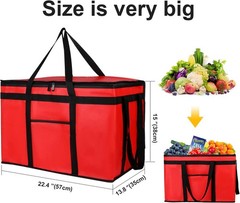 Durable Red and Black Insulated Delivery Bag — 60lbs Capacity for Catering Needs