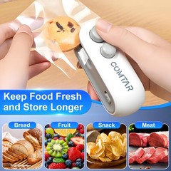 2in1 Rechargeable Chip Bag Sealer with Cutter, Portable USB C MINI, White